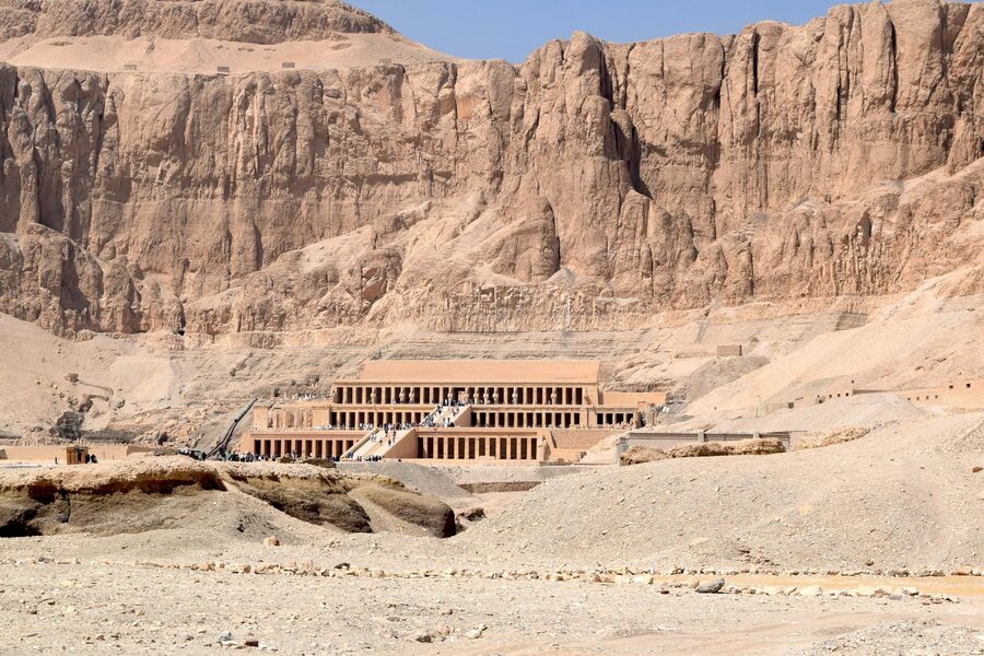 Hatshepsut Temple against dramatic cliffs