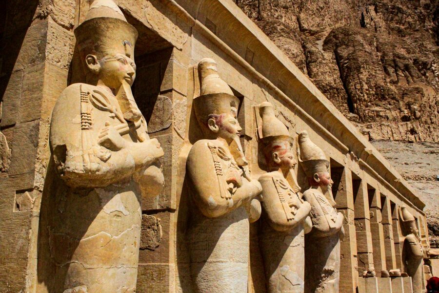 Row of ancient statues at Hatshepsut Temple